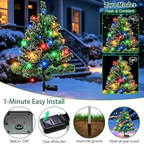 Solar Christmas Tree, Outdoor Christmas Decorations Waterproof Solar Lights - Image 2