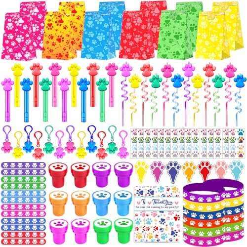 PLOUGVI 232Pcs Paw Print Party Favors Supplies Decorations for for Kids Birthday Blue Puppy Theme Birthday Party Favors Goodie Bag Stuffer Pinata Filler Birthday Gifts by Unknown