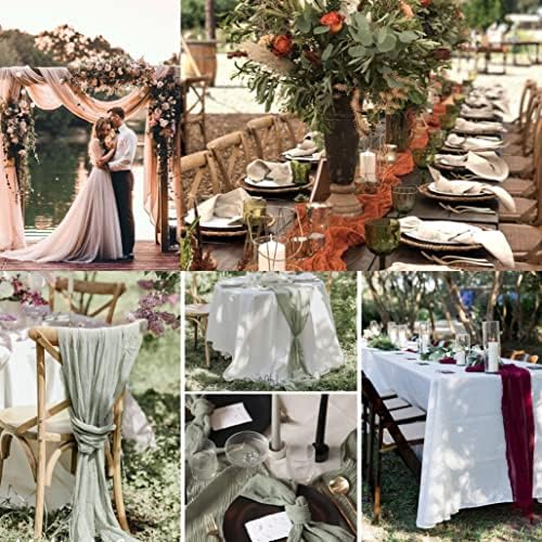 12 Pack Terracotta Cheesecloth Table Runner 10ft Boho Gauze Cheese Cloth Table Runner Rustic Sheer Runner 120 inch Long for Christmas Wedding Bridal Baby Shower Birthday Table Decorations - Image 6