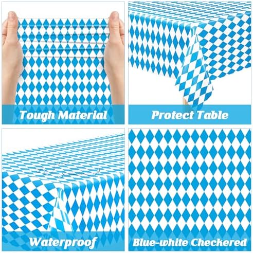 12 Pack Oktoberfest Tablecloths Bulk 54 x 108 Inch Plastic Bavarian Style - Image 3