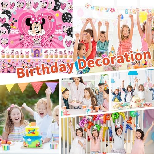 Cute Birthday Party Decorations, Party Supplies Include Birthday Cake Toppers, Tablecloth, Backdrop, Balloons, Cartoon Party Celebrate Supplies - Image 5