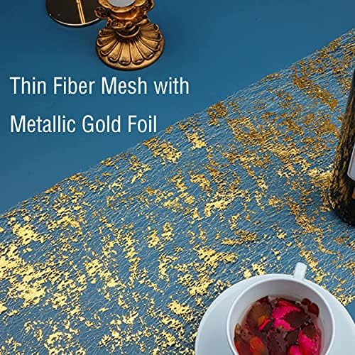 Snowkingdom Gold Table Runner, Sequin Glitter Metallic Foil Thin Mesh Sparkly Runner Roll 49 Feet, Gold Birthday Party Decorations, for Event Wedding Showers Christmas Thanksgiving Festive - Image 2