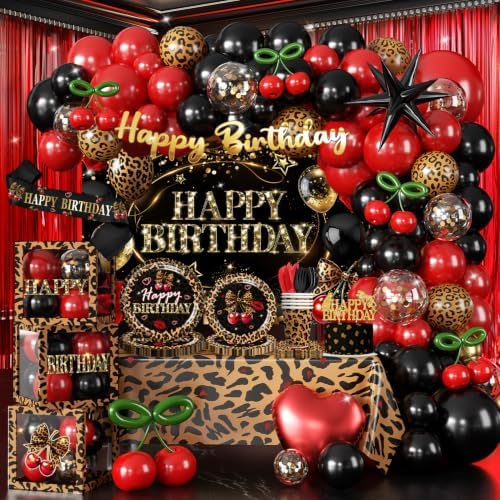Cocomigo 265pcs Cheetah Print Birthday Decorations, One-stop Set Serves 25 by cocomigoPartyHome