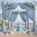 10 ft x 10 ft Wrinkle Free Dusty Blue Backdrop Curtain for Parties, 2 Panels 10ft Polyester Dusty Blue Photo Backdrop Drapes for Graduation Birthday Wedding Party Stage Curtains by Outpain