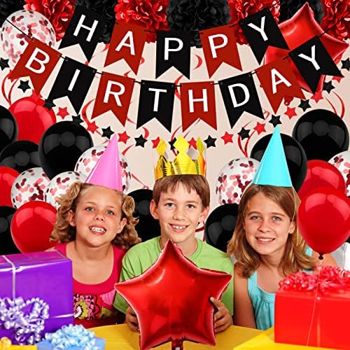 Black and Red Birthday Decorations - Happy Birthday Banner for Boys Girls Men Women Party Supplies - Image 6