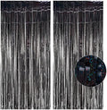 Black Tinsel Curtain Party Backdrop - 3.2ft x 8.2ft - Pack of 2 by GREATRIL
