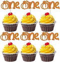 24Pcs Pumpkin One Cupcake Toppers Glitter First Birthday Pumpkin Cupcake Picks for Fall Theme Baby Shower Kids 1st Birthday Party Cake Decorations Supplies Orange by Ephlyn
