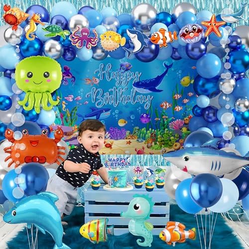 WHYMEO Under the Sea Party Decorations, 98 Pcs Ocean Theme Birthday Set - Image 6