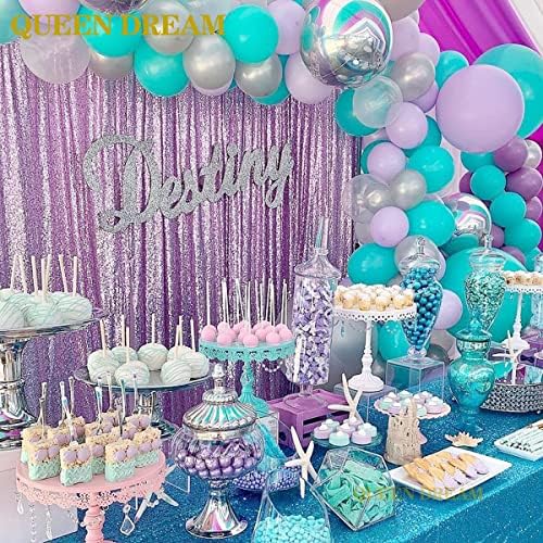 Light Purple Sequin Backdrop Curtain 2 Panel 2FTx8FT Glitter Photo Backdrop - Image 3