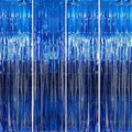 GOER 3.2 ft x 9.8 ft Metallic Tinsel Foil Fringe Curtains Party Photo Backdrop Party Streamers for Birthday,Graduation,New Year Eve Decorations Wedding Decor (4 Packs,Navy) by GOER