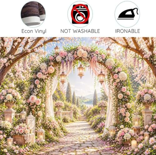 12x10ft Romantic Garden Wedding Backdrop Floral Arch Photo Background - Image 7