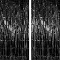 2 Pack Thickened Black Metallic Foil Fringe Curtains Streamer Rip Resistant Shimmer Tinsel Photo Booth Backdrop for Birthday Wedding Christmas Bachelorette Party Decorations 3.28ft x 6.56ft by Unknown