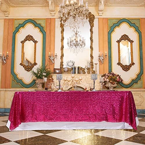 Eternal Beauty Hot Pink Sequin Tablecloth 60 x 120-Inch Sparkly Overlay Rectangle Glitter Table Cover for Wedding Party Birthday Decoration - Image 6