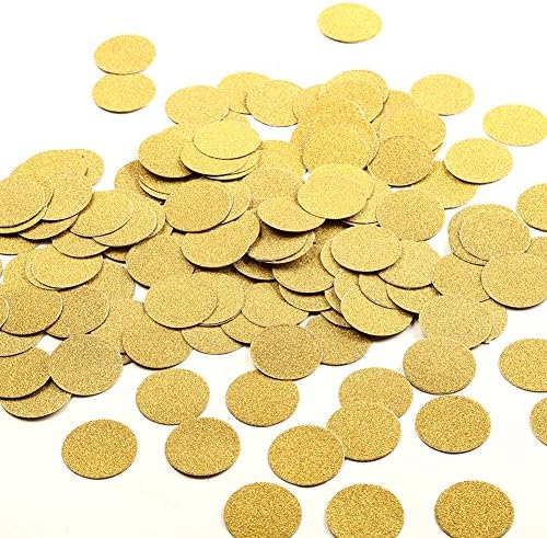 MOWO Glitter Confetti Circles, Glitter Gold, 1.2'', 200pc by MOWO