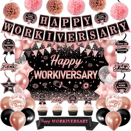 DARUNAXY Happy Workiversary Party Decorations for Women Girls(31PC) by DARUNAXY