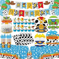 Story Birthday Party Decorations 130pcs for 20 Guests,Include 1 Banner, 12 Cupcake Topper, 1 Cake Topper,40 Paper Plates,20 Napkins,20 Paper Cups,2 Plastic Tablecloth,20 Forks,14 Latex Balloons by LANFUBEISIPARTYSUPPLIES