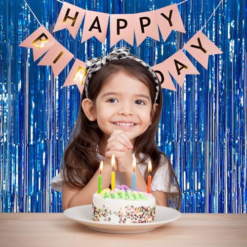 2 Pack Blue Party Decorations Ocean Party Decor Supplies Blue Party Streamers Birthday Decorations Tinsel Foil Fringe Curtains Photo Booth Props Celebration Decorations - Image 2