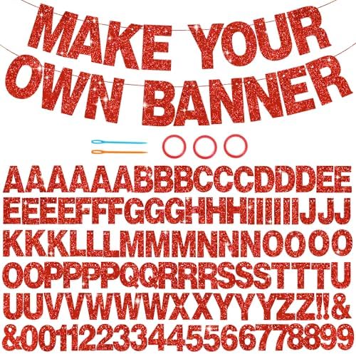 BEISHIDA Glitter Red 116 PCS A-Z DIY Letter Custom Banner Party Decor by Beishida