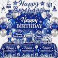 181Pcs Blue and Silver Birthday Decorations for Men, 20 Serves by Unknown