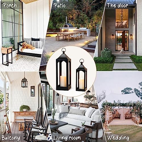 Modern Farmhouse Lantern Decor Metal Decorative Hanging Candle Lanterns - Image 7