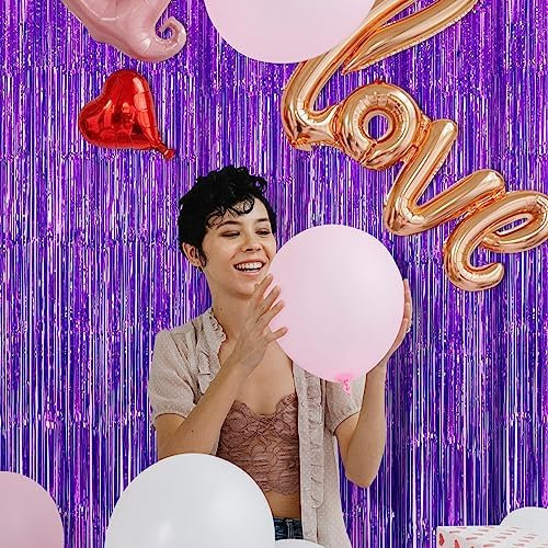 10 Pack Purple Backdrop Curtain 3.2ft x 8.2ft Metallic Tinsel Foil Fringe Curtains Photo Booth Background for Birthday Party Decoration Baby Shower Engagement Wedding Christmas Decoration (Purple) - Image 5