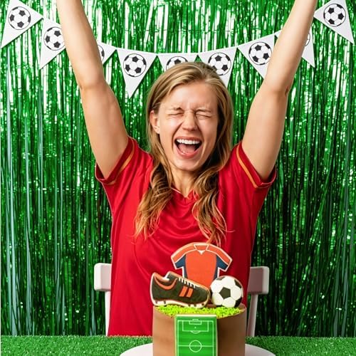 2 Pack Foil Curtain Backdrop Green Metallic Tinsel Foil Fringe Curtains Photo Booth Props for Birthday Wedding Engagement Baby Shower Bachelorette Christmas Holiday Celebration Party Decorations - Image 2