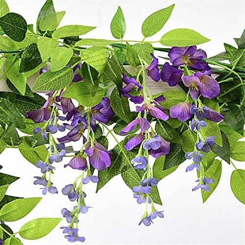Wisteria Garland Artificial Flowers Wisteria Vine - 5Pcs Total 33ft Purple Fake Hanging Flower - Image 3