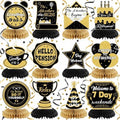 Pickmesh 12 Pcs Retirement Party Decorations Honeycomb Gold Glitter Retirement Table Centerpieces 3D Double Sided Hello Pension Table Decoration Topper for Men Women Party Favors Supplies by Pickmesh