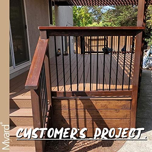 Myard 32'' Classic Hollow Round Iron Heavy-Duty Deck Balusters, Matte Black - Image 5