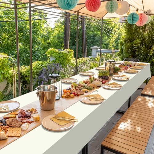 16 Pack Ivory Plastic Tablecloth for Rectangle Tables, Premium Decorative Beige Disposable Table Cloths for Parties, Rectangle Cream Party Table Cover for Birthday Wedding Baby Shower, 54x108 Inch - Image 7