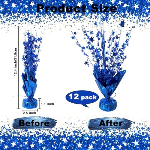 12 Pcs Metallic Foil Spray Centerpiece Party Star Table Decoration Brust Glitter Table Topper Decor for Birthday Graduation Holiday Christmas Dining Celebration New Year Party Supplies, Blue - Image 4