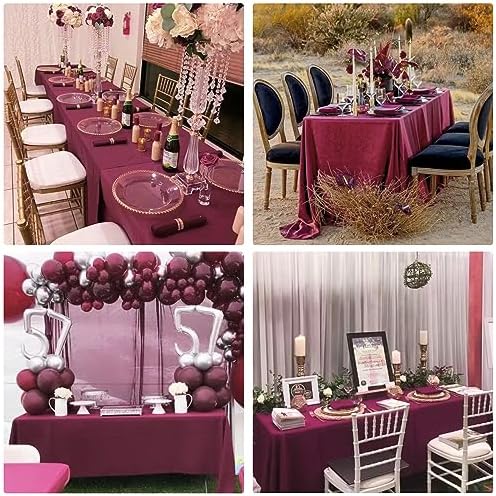 4 Pack Rectangle Tablecloth 60x126 Inch Burgundy Washable Polyester Table Cover for Wedding Dining Table Buffet Parties Banquet Decoration（Burgundy） - Image 6