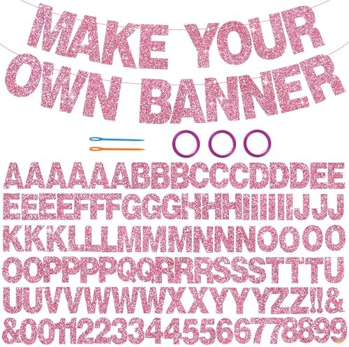 BEISHIDA Glitter Pink 116 PCS A-Z DIY Letter Custom Banner Party Decor by Beishida