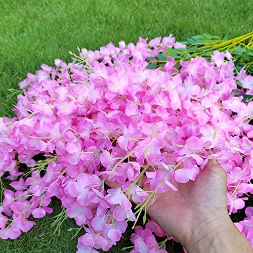 AITISOR 24 Pack Artificial Fake Wisteria Vine Ratta (3.75 Feet) Hanging Garland Silk Flowers String Home Party Wedding Decor(Pink) - Image 3