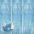 Voircoloria Laser Light Blue Fringe Backdrop Curtains, 3.3x8.2ft, 3 Pack by Voircoloria