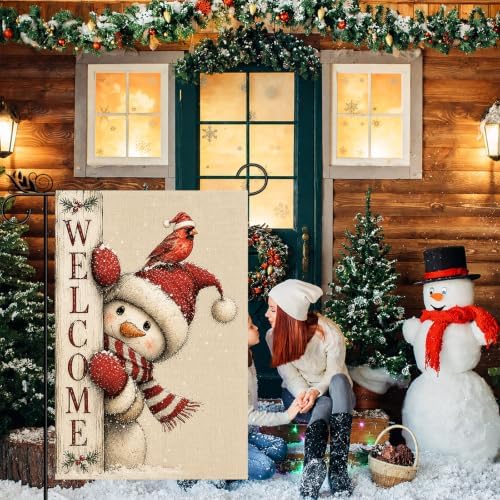 Christmas Snowman Welcome Cardinal Garden Flag Double-Sided Lawn Decor - Image 6