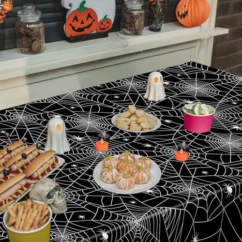 6 Pack Spiderweb Tablecloth 54" x 108" Halloween Table Cloths Disposable - Image 4