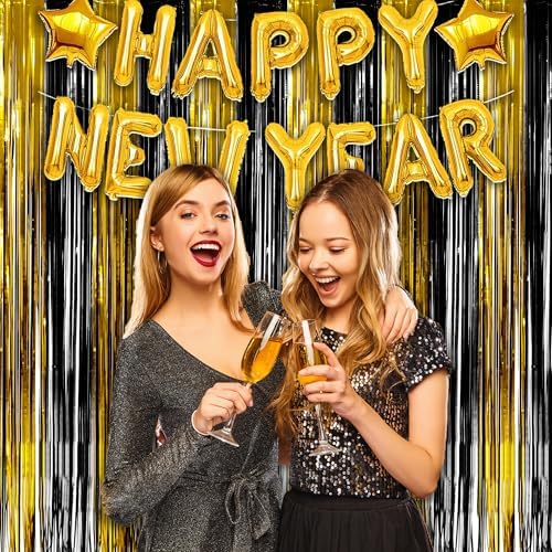 Black and Gold Party Streamers Decoration - 3.2ft X 8.2ft - 2 Packs - Image 6