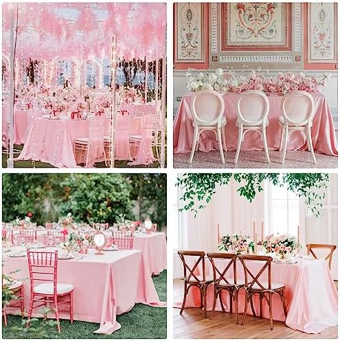4 Pack Rectangle Tablecloth 90x156 Inch Washable Polyester Table Cover for Wedding Dining Table Buffet Parties Banquet Decoration（Pink） - Image 6