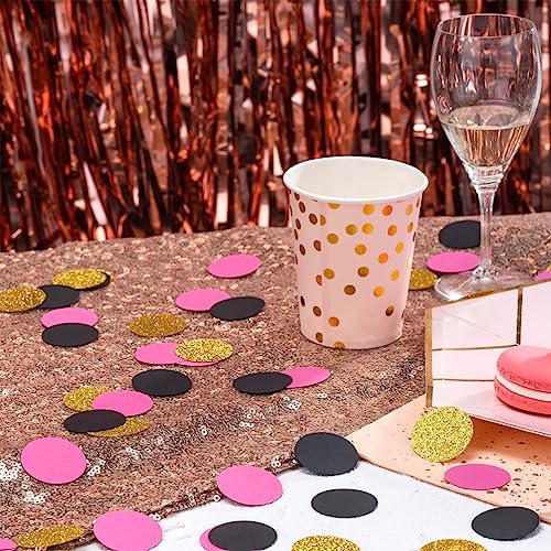 MOWO Gold Black and Hot Pink Confetti Table Decoration, 1.2'', 200pc - Image 3