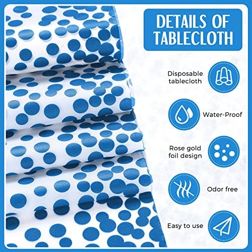 Breling 24 Pack Baby Blue and White Tablecloths and Satin Table Runner Set - Image 3