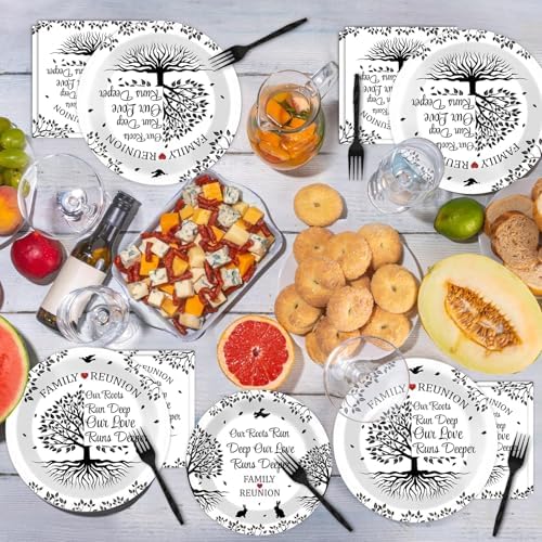96Pcs Family Reunion Party Plates Napkins Family Tree Birthday Decorations - Image 4