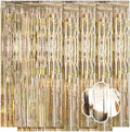 5 Pack Champagne Gold Foil Curtain Backdrop 3.2ft x 9.8ft Metallic Tinsel Foil Fringe Curtains Streamer Photo Booth Backdrop for Birthday Party Engagement Bachelorette Party Decorations by Ohiyoo