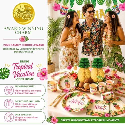 Premium Luau Birthday Party Decorations Set for 25 Guests - Hawaiian Theme - Image 3