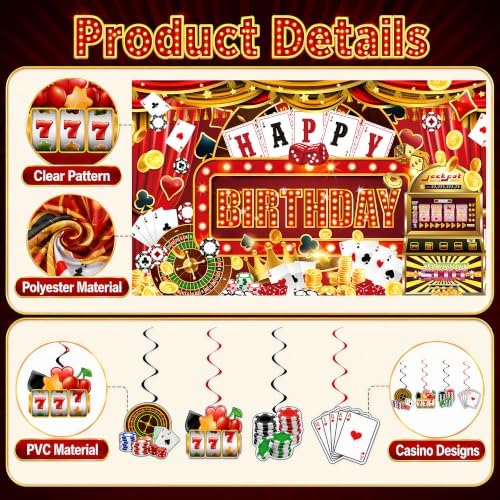 28 Pcs Casino Birthday Party Decorations Las Vegas Casino Theme Party Decor - Image 3