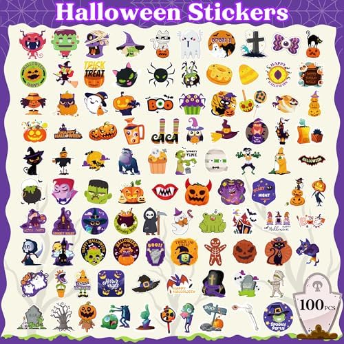 OHOME Halloween Stickers | 100 PCS Halloween Party Favors - Halloween Games Toys Gifts Party Supplies - Crafts Accessories Treats Bulk for Classroom - Image 2