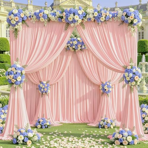 20x12ft Blush Pink Backdrop Curtain Panels for Parties - Wrinkle Free Polyester Photo Curtain Backdrop Wedding Back Drop Fabric Drapes for Party Decorations Background for Photography - Image 6