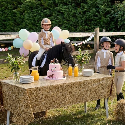 NatNarr 3 Pack Straw Plastic Tablecloths, Disposable Farm Hay Tablecloth - Image 7