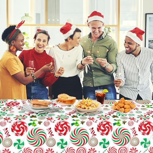 4 Pack Christmas Candy Cane Plastic Tablecloths, 54 x 108 Inch - Image 7