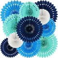 BEISHIDA Honeycomb Round Paper Fans Blue White Hanging Party Decoration by Beishida